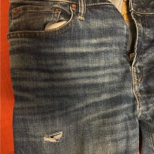 American Eagle Outfitters Blue Slim Jeans with Distressed Details